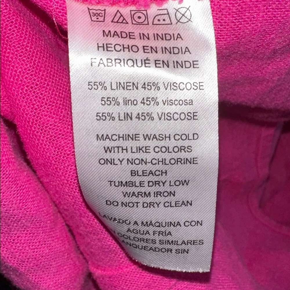 Michael Kors Pink Linen Top with puff sleeve. Medium - Picture 5 of 5